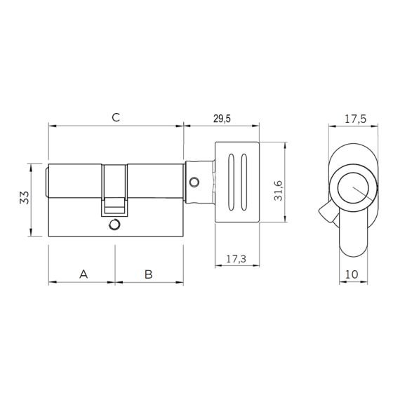 Winkhaus XR6 thumbturn cylinder