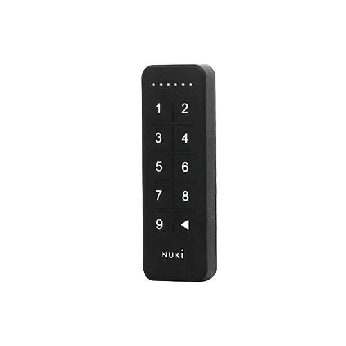 Black Nuki smart lock on a white background